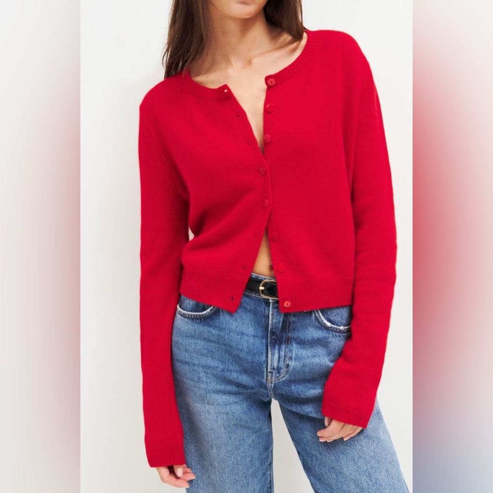 REFORMATION Clara Cashmere Cardigan Cherry NWT S